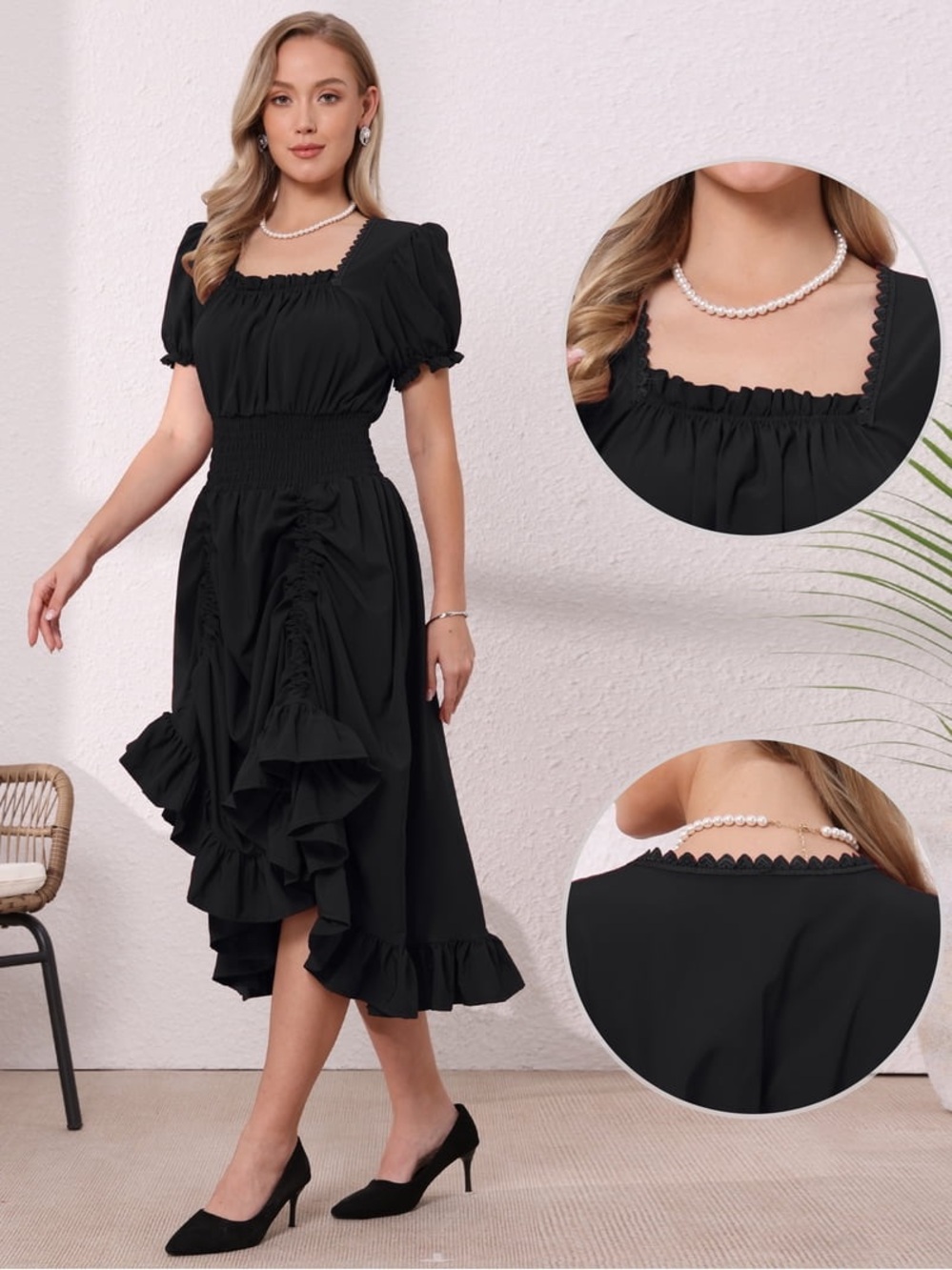 Women's Gothic Pirate/ witch Costume High Low Vintage Dress XL Black